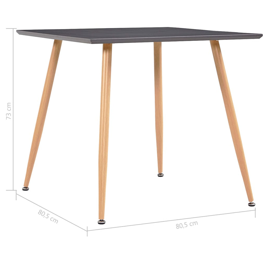 Eettafel 80,5X80,5X73 Cm Mdf grijs en eikenkleurig