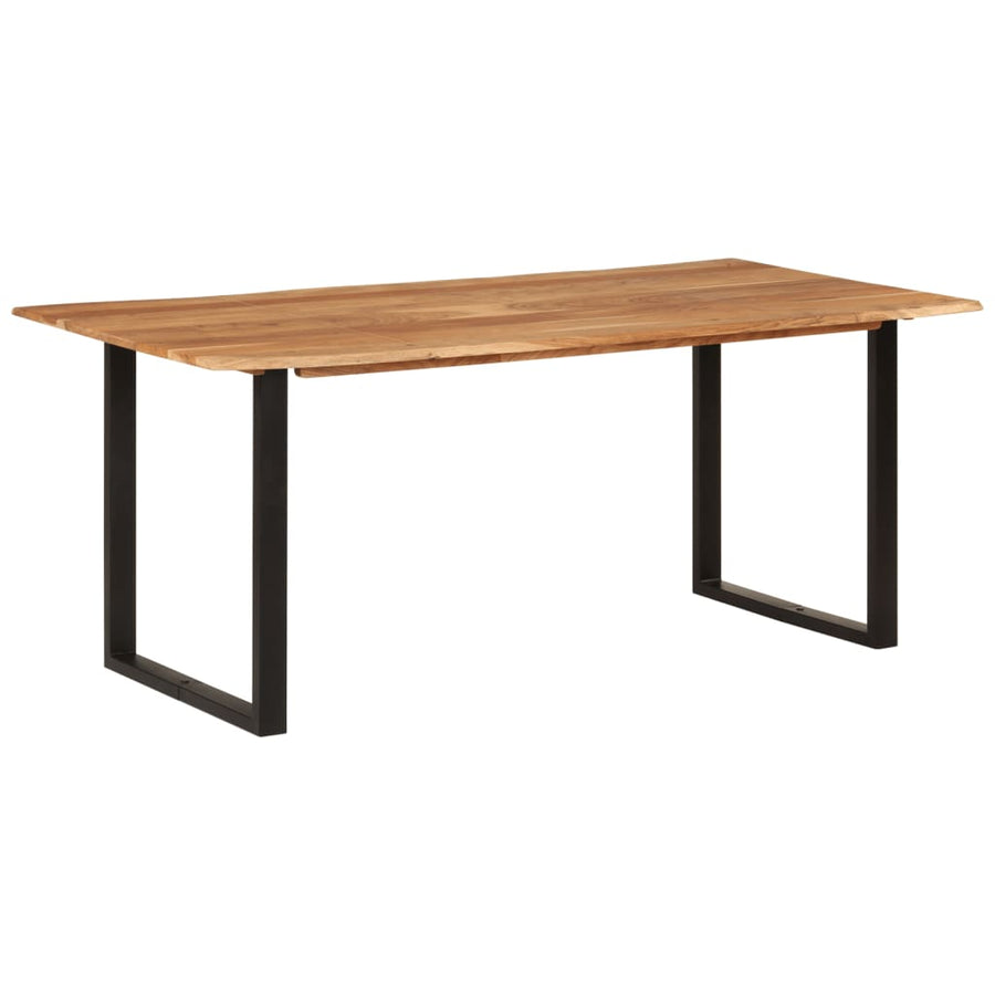 Eettafel 180x90x76 cm massief acaciahout 180 x 90 x 76 cm Zwart