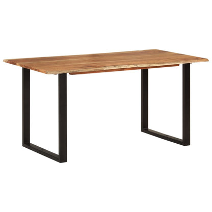 Eettafel 154x80x76 cm massief acaciahout 154 x 80 x 76 cm Zwart