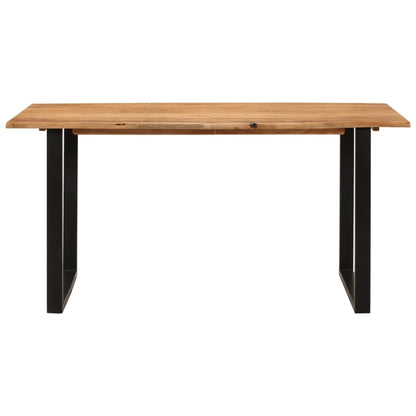 Eettafel 154x80x76 cm massief acaciahout 154 x 80 x 76 cm Zwart