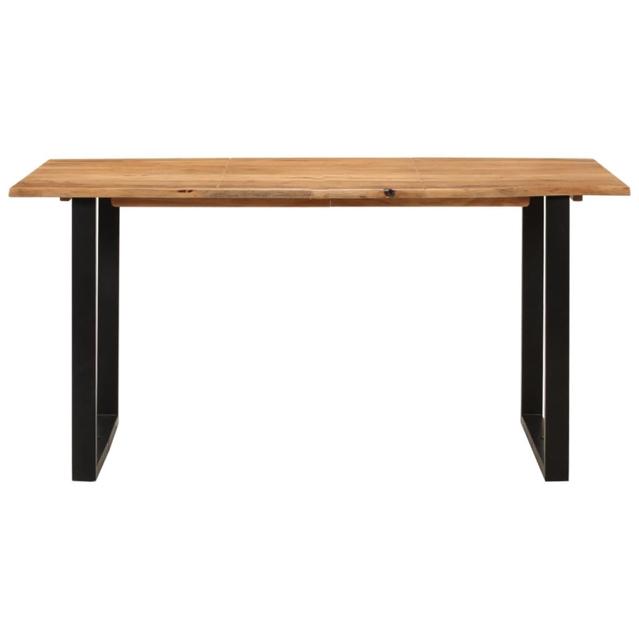 Eettafel 154x80x76 cm massief acaciahout 154 x 80 x 76 cm Zwart