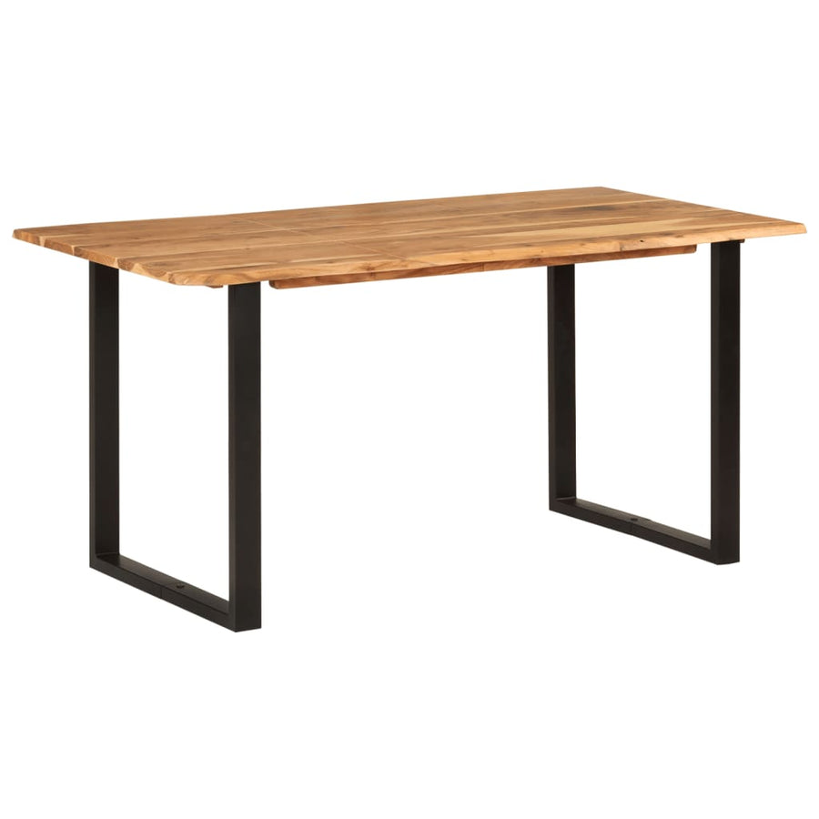 Eettafel 154x80x76 cm massief acaciahout 154 x 80 x 76 cm Zwart