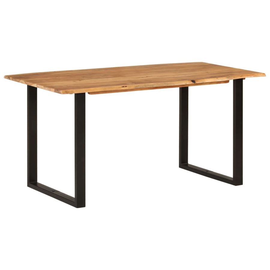 Eettafel 154x80x76 cm massief acaciahout 154 x 80 x 76 cm Zwart