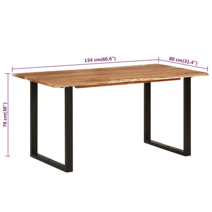 Eettafel 154x80x76 cm massief acaciahout 154 x 80 x 76 cm Zwart