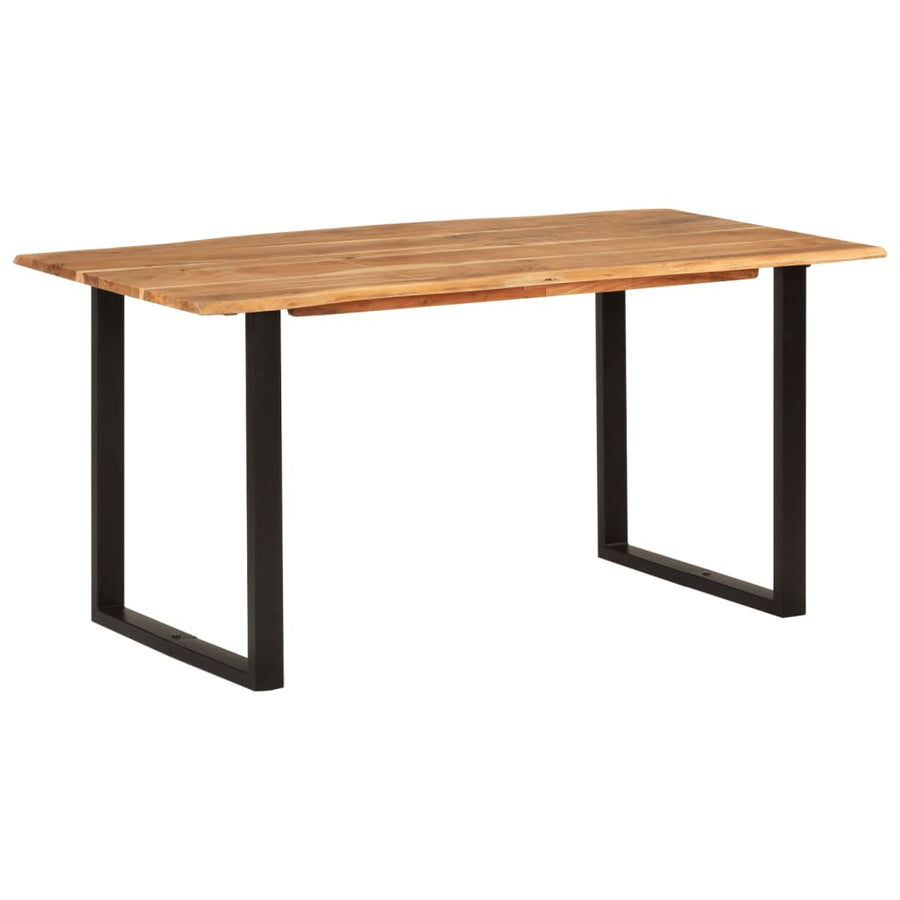 Eettafel 154x80x76 cm massief acaciahout 154 x 80 x 76 cm Zwart