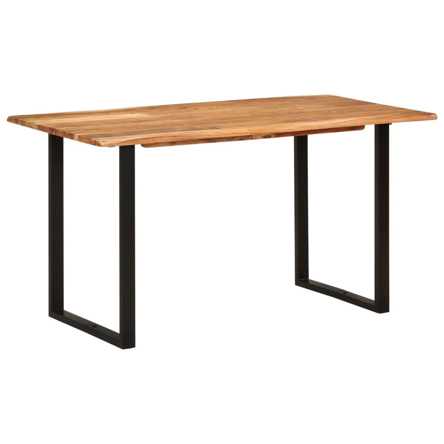 Eettafel 140x70x76 cm massief acaciahout 140 x 70 x 76 cm Zwart