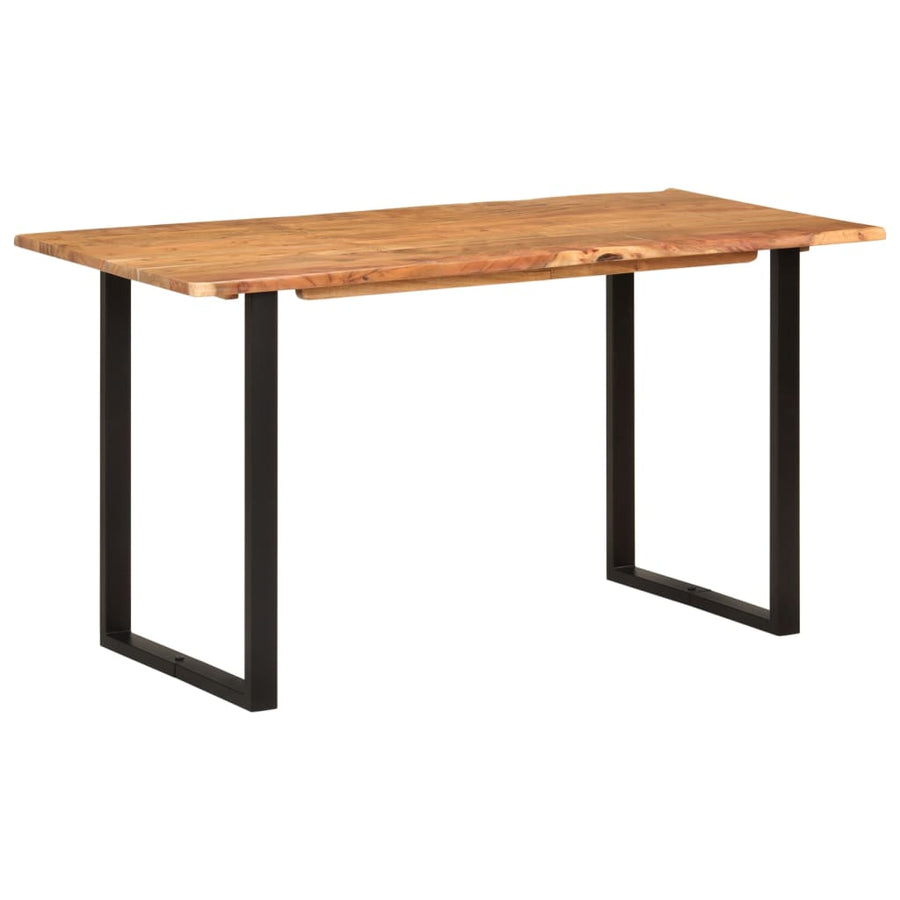 Eettafel 140x70x76 cm massief acaciahout 140 x 70 x 76 cm Zwart
