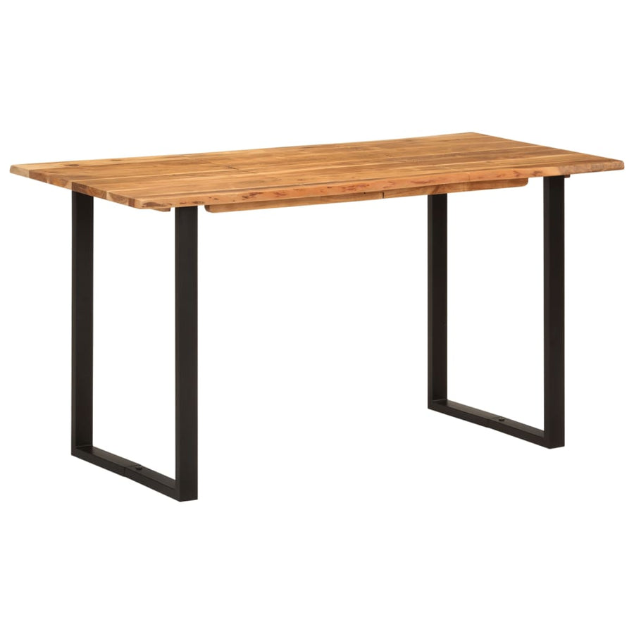 Eettafel 140x70x76 cm massief acaciahout 140 x 70 x 76 cm Zwart