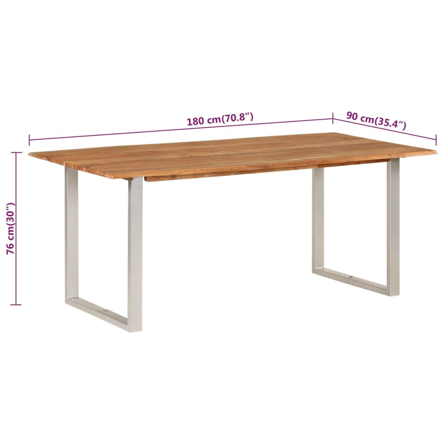 Eettafel Massief Acaciahout 180 x 90 x 76 cm Zilver