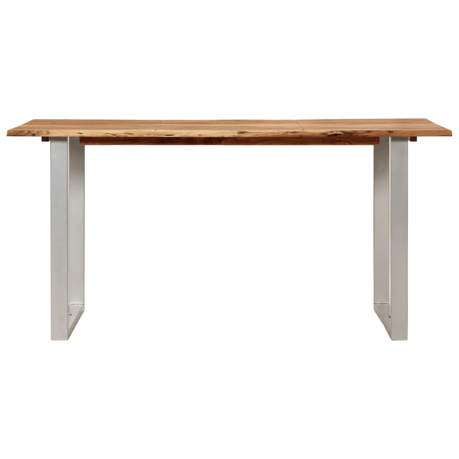 Eettafel 154x80x76 cm massief acaciahout 154 x 80 x 76 cm Zilver