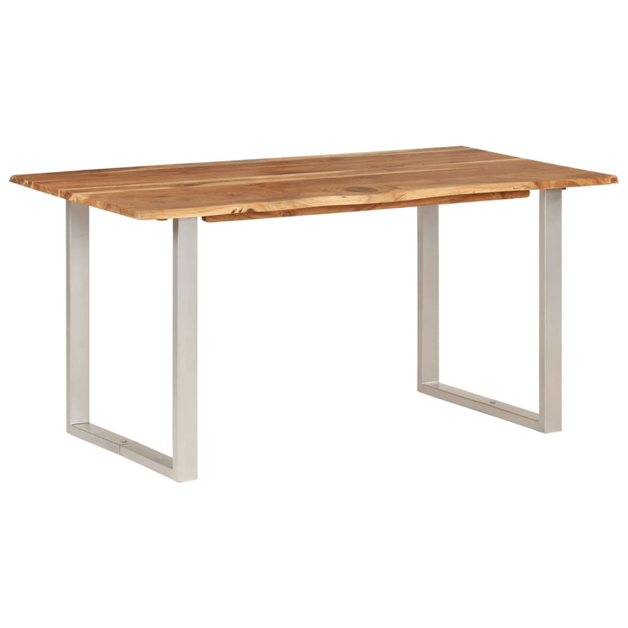 Eettafel 154x80x76 cm massief acaciahout 154 x 80 x 76 cm Zilver