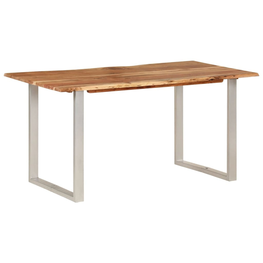 Eettafel 154x80x76 cm massief acaciahout 154 x 80 x 76 cm Zilver