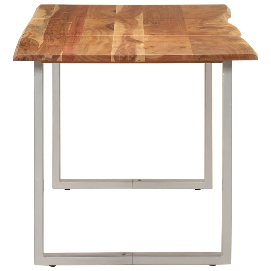 Eettafel 154x80x76 cm massief acaciahout 154 x 80 x 76 cm Zilver
