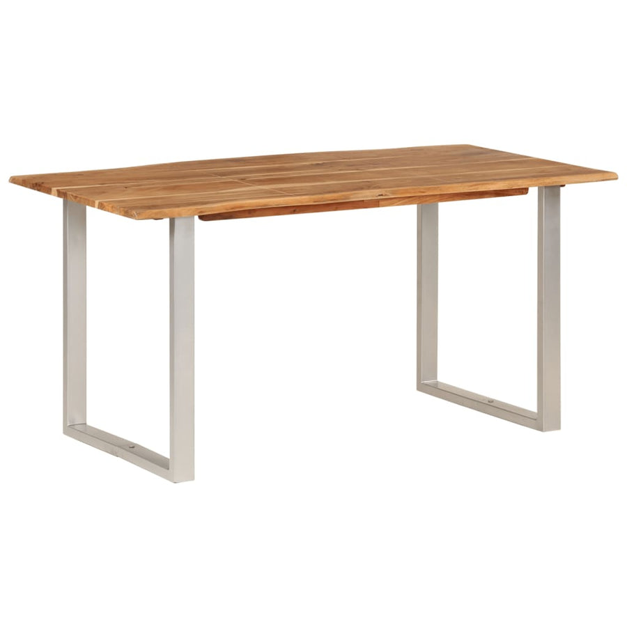 Eettafel 154x80x76 cm massief acaciahout 154 x 80 x 76 cm Zilver