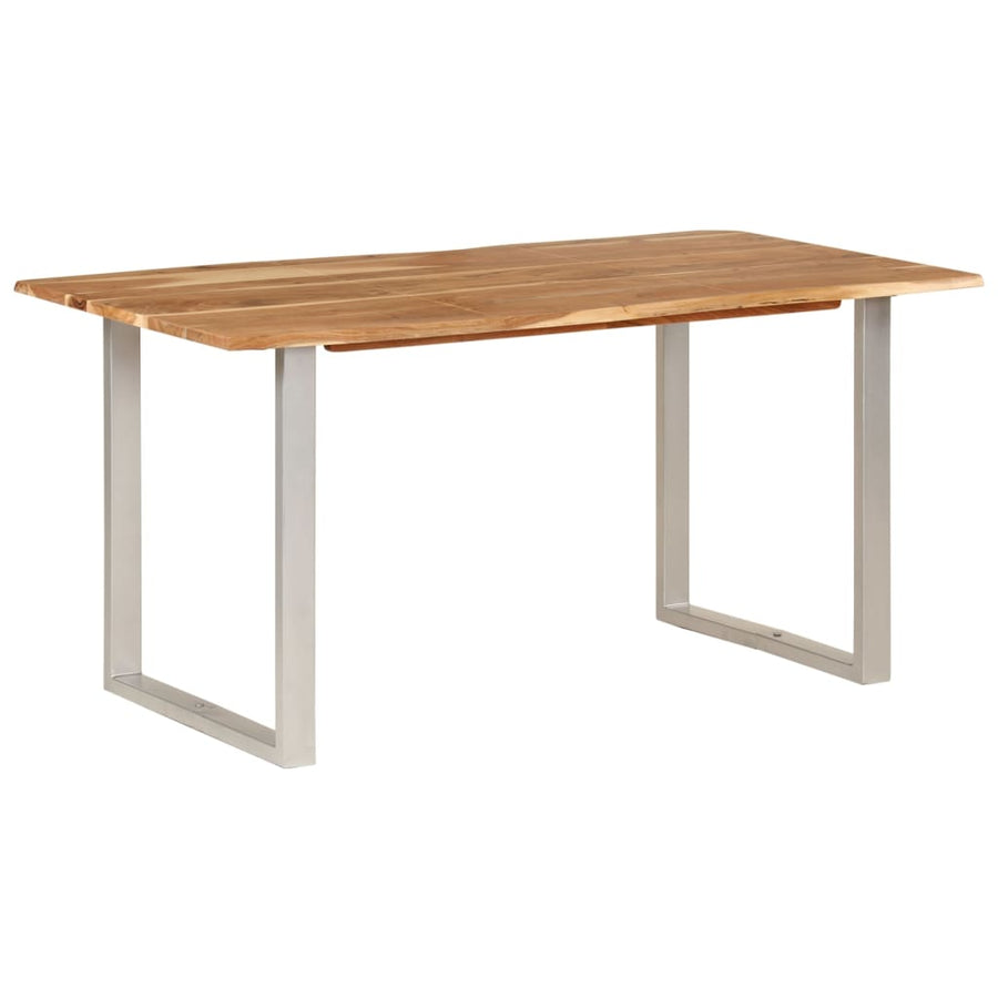 Eettafel 154x80x76 cm massief acaciahout 154 x 80 x 76 cm Zilver
