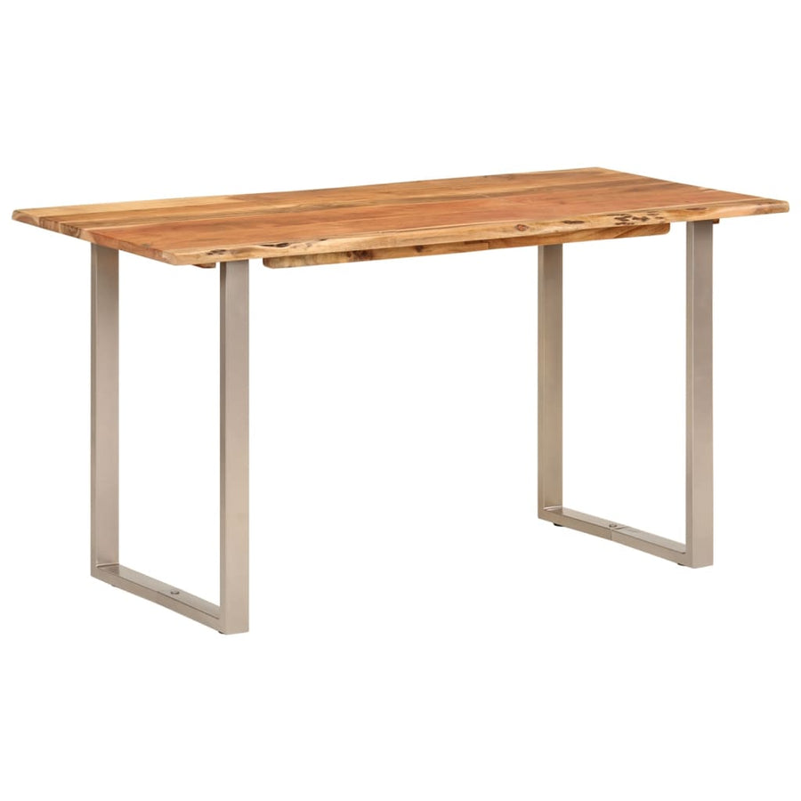 Eettafel 140x70x76 cm massief acaciahout 140 x 70 x 76 cm Zilver