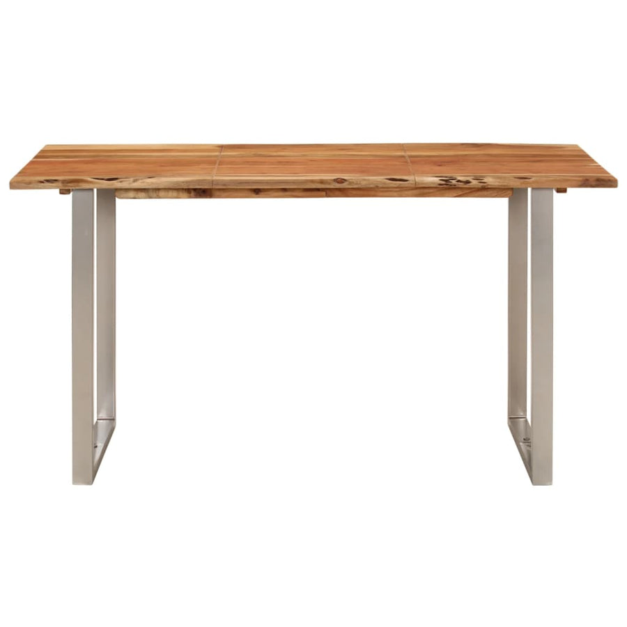 Eettafel 140x70x76 cm massief acaciahout 140 x 70 x 76 cm Zilver