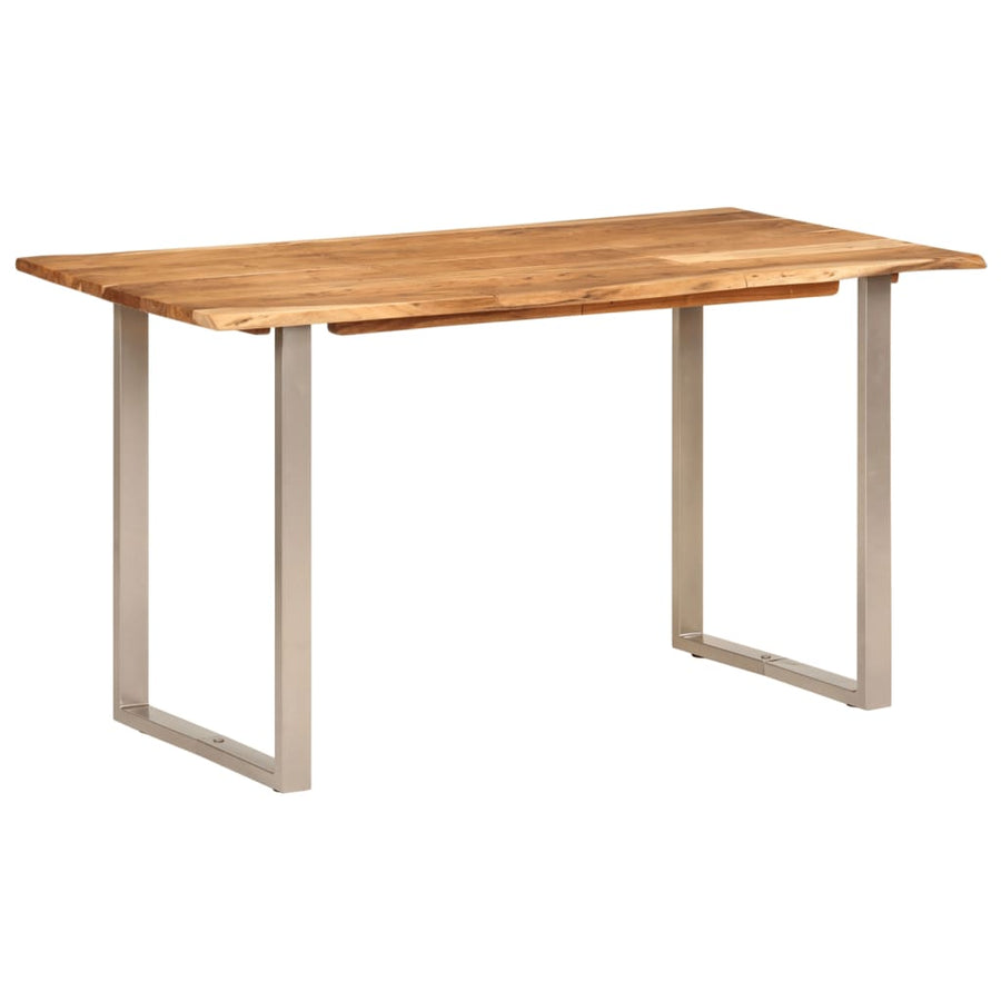 Eettafel 140x70x76 cm massief acaciahout 140 x 70 x 76 cm Zilver