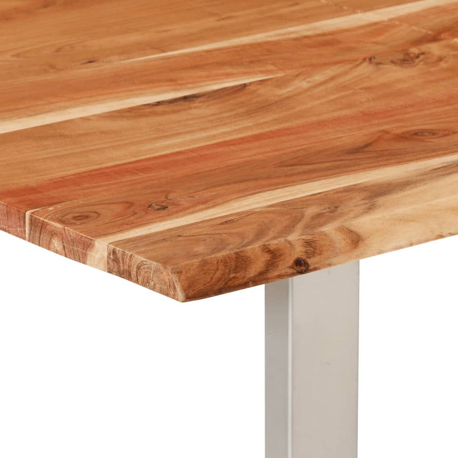 Eettafel 140x70x76 cm massief acaciahout 140 x 70 x 76 cm Zilver