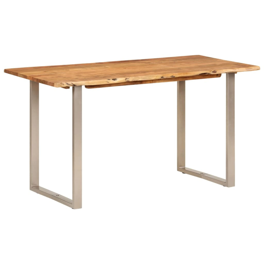 Eettafel 140x70x76 cm massief acaciahout 140 x 70 x 76 cm Zilver