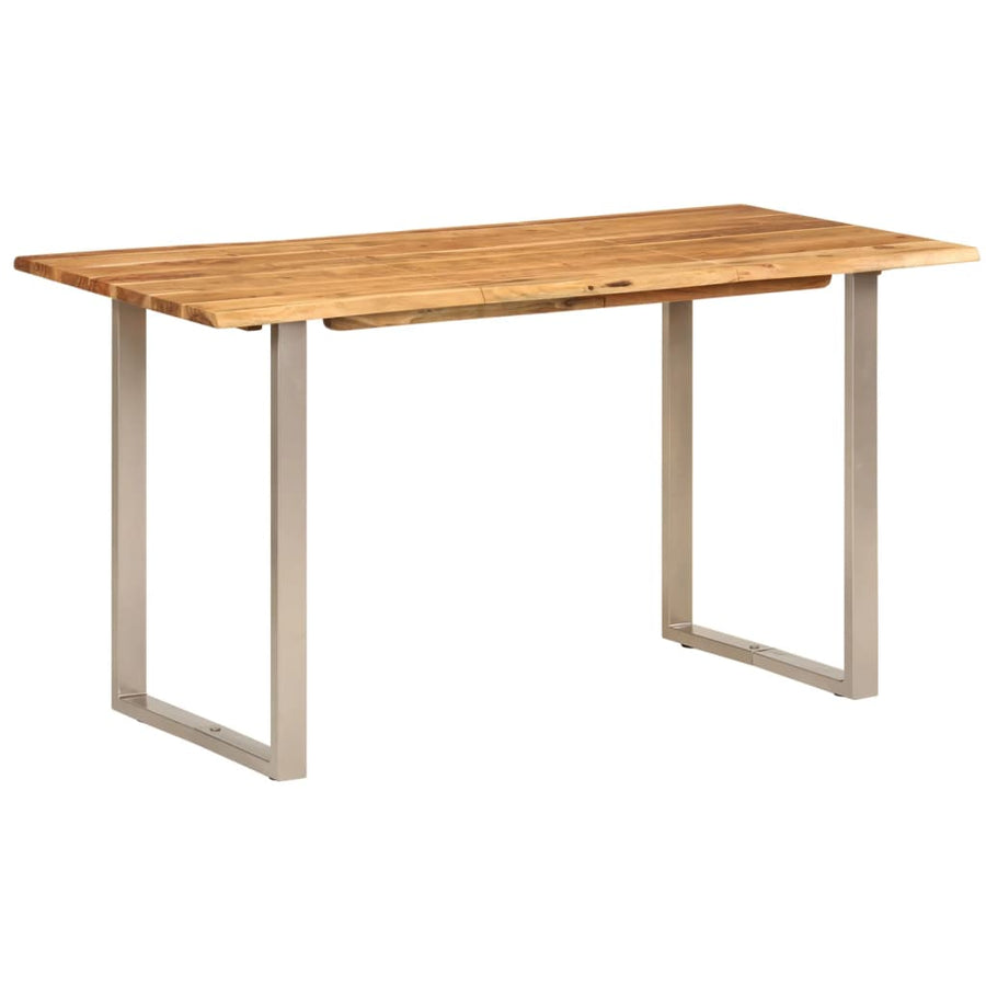 Eettafel 140x70x76 cm massief acaciahout 140 x 70 x 76 cm Zilver