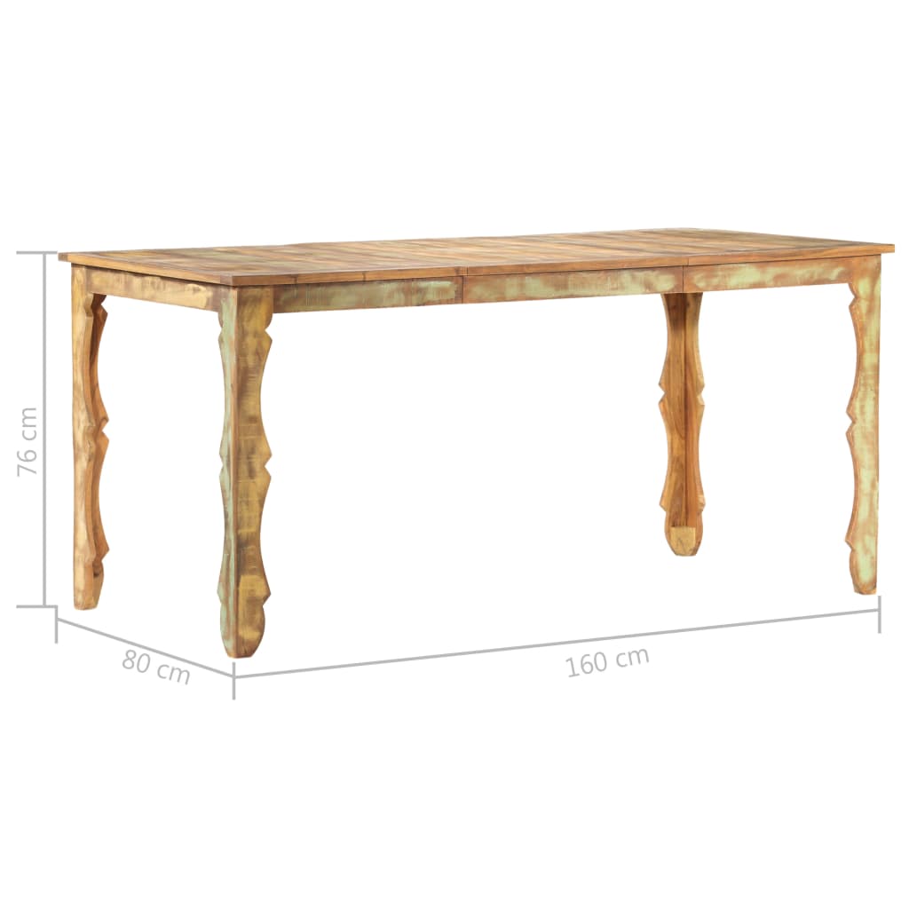 Eettafel 160x80x76 cm massief gerecycled hout
