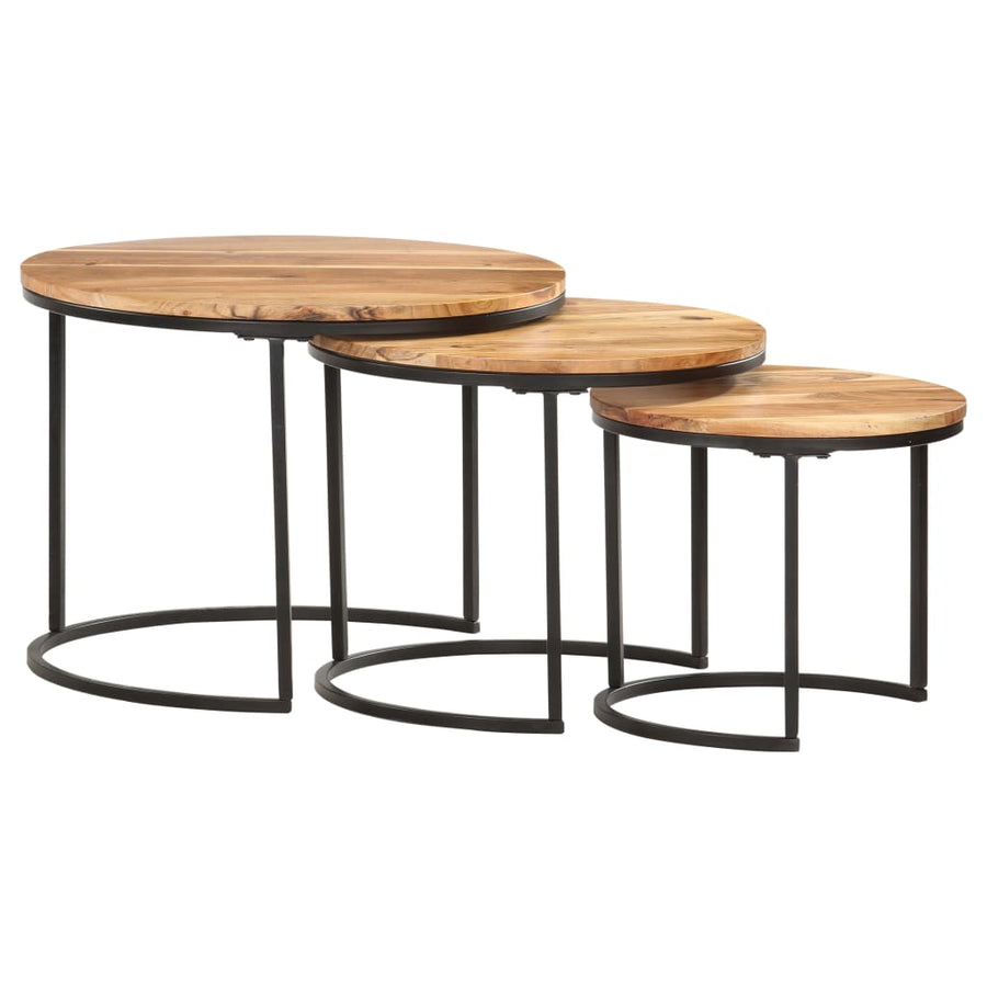 -Delige Tafeltjesset 3 Ø 40 x 34 cm Massief acaciahout