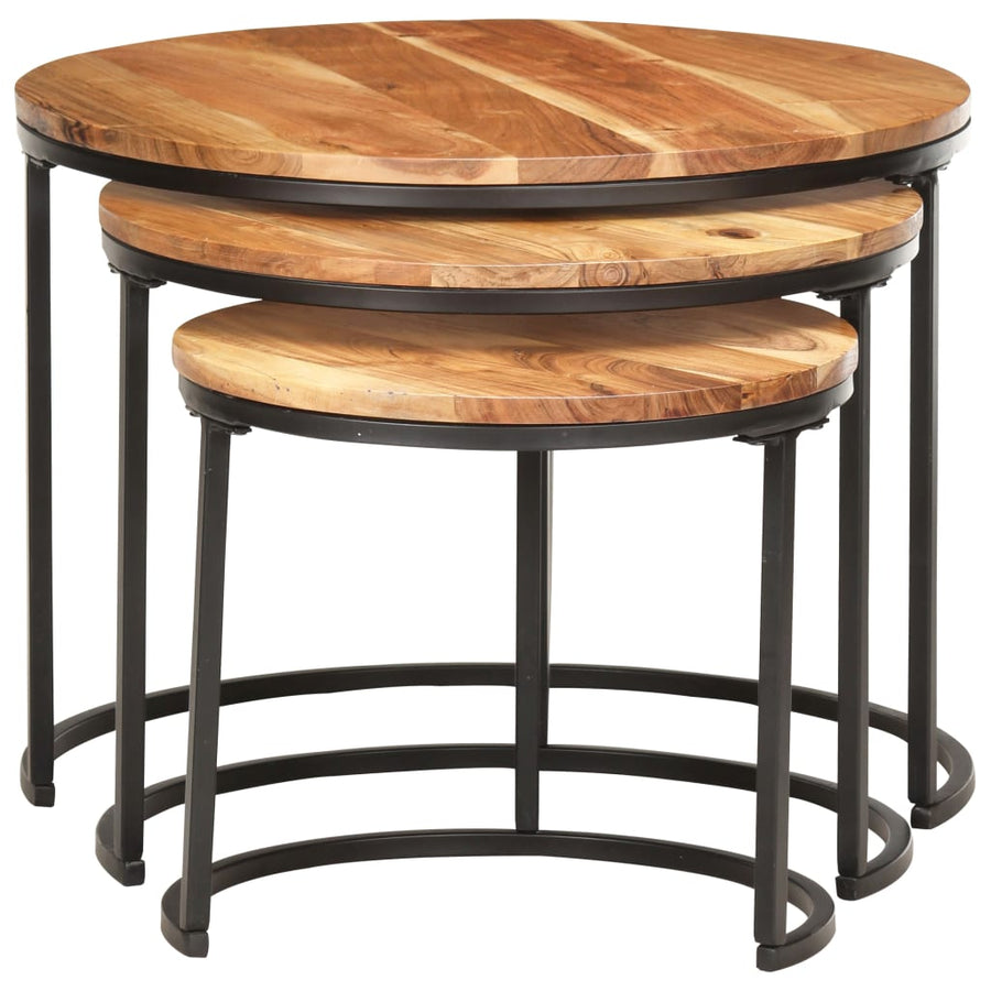 -Delige Tafeltjesset 3 Ø 40 x 34 cm Massief acaciahout