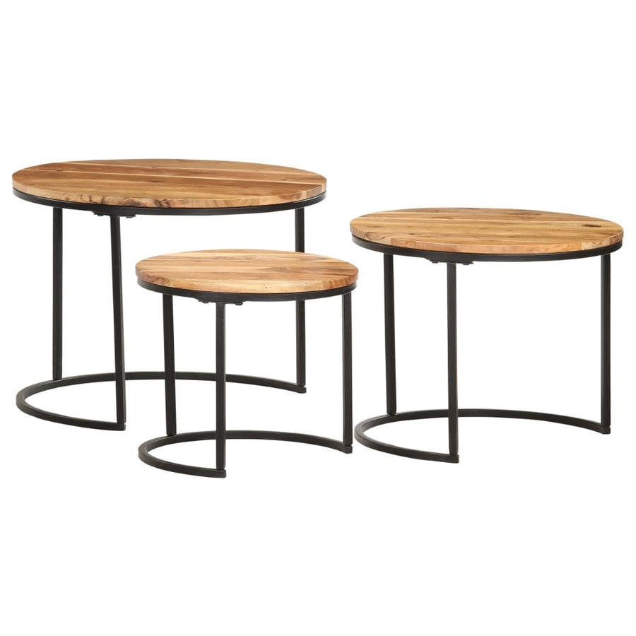 -Delige Tafeltjesset 3 Ø 40 x 34 cm Massief acaciahout