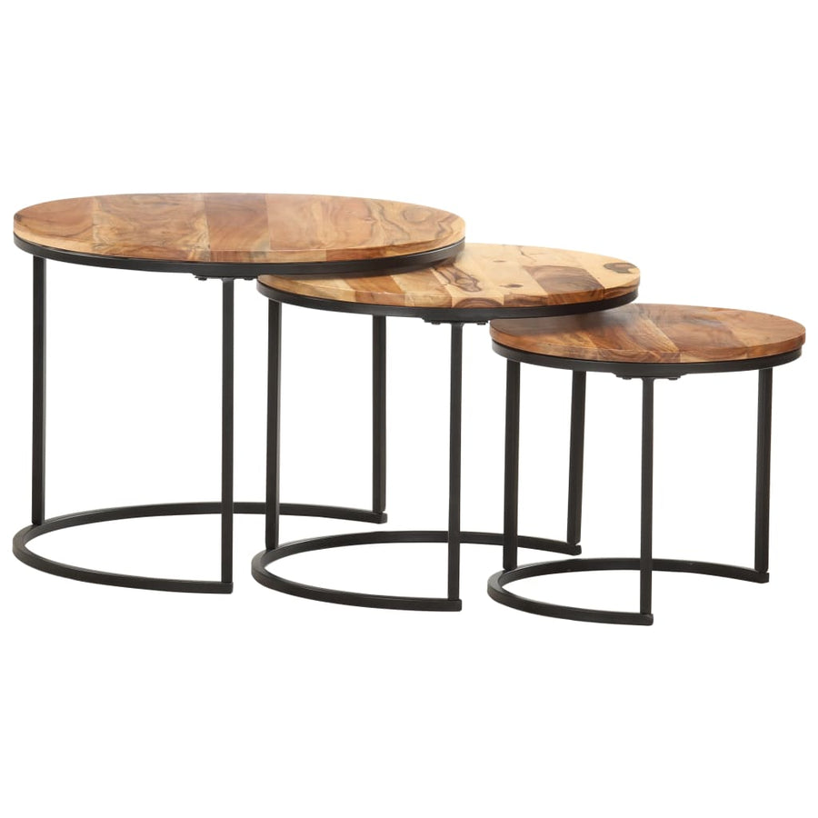 -Delige Tafeltjesset 3 Ø 40 x 34 cm Massief acaciahout