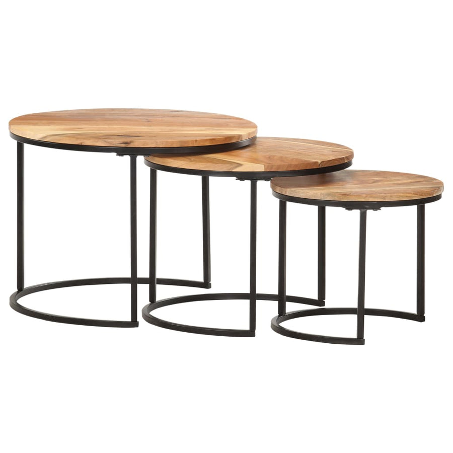 -Delige Tafeltjesset 3 Ø 40 x 34 cm Massief acaciahout