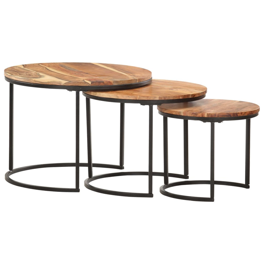 -Delige Tafeltjesset 3 Ø 40 x 34 cm Massief acaciahout