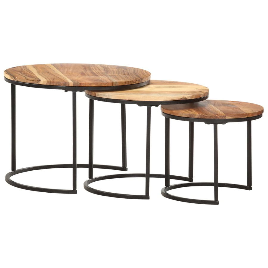 -Delige Tafeltjesset 3 Ø 40 x 34 cm Massief acaciahout
