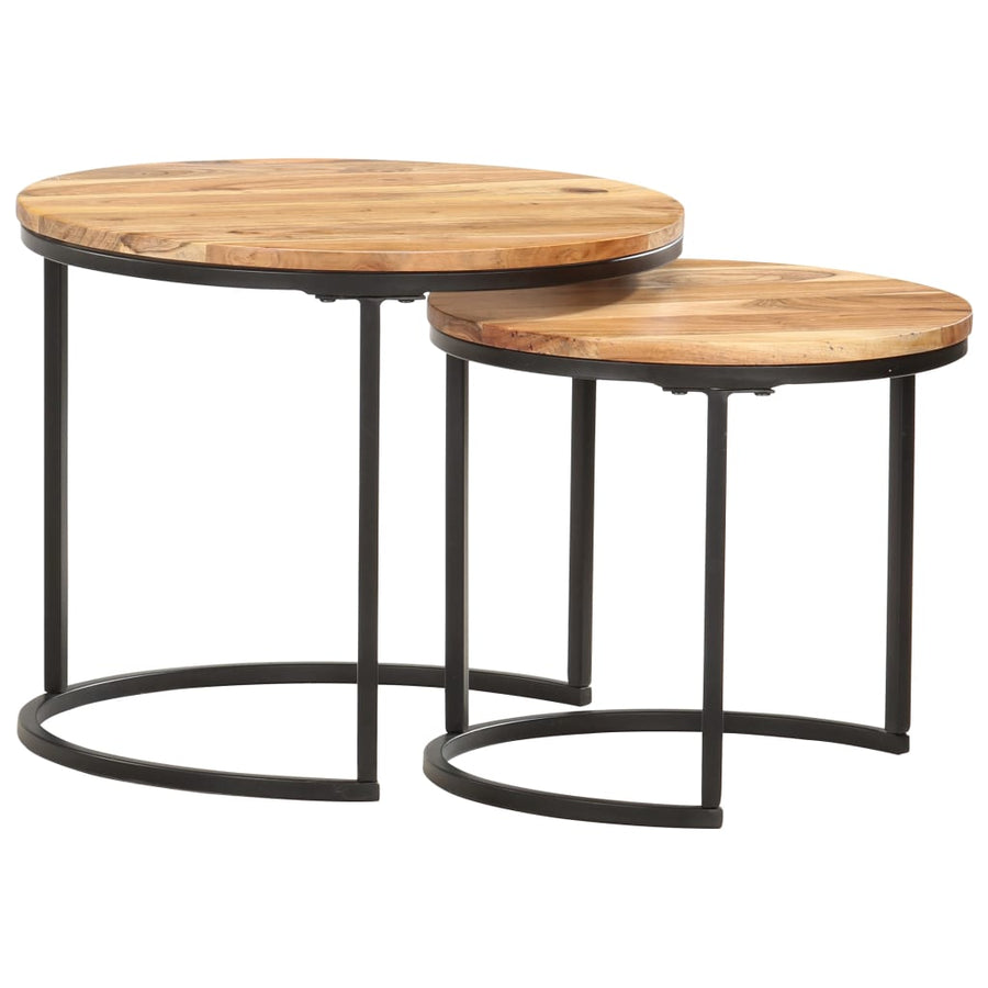-Delige Tafeltjesset 2 Ø 40 x 34 cm Massief acaciahout