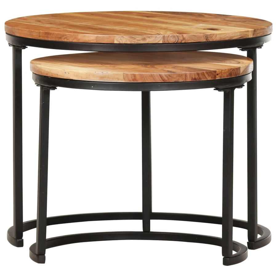 -Delige Tafeltjesset 2 Ø 40 x 34 cm Massief acaciahout
