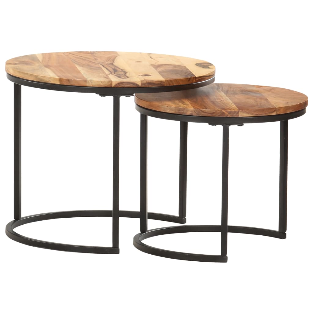 -Delige Tafeltjesset 2 Ø 40 x 34 cm Massief acaciahout