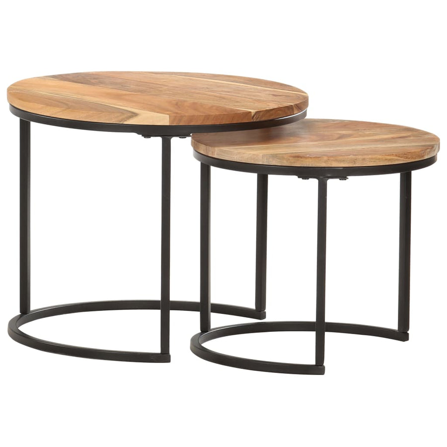 -Delige Tafeltjesset 2 Ø 40 x 34 cm Massief acaciahout