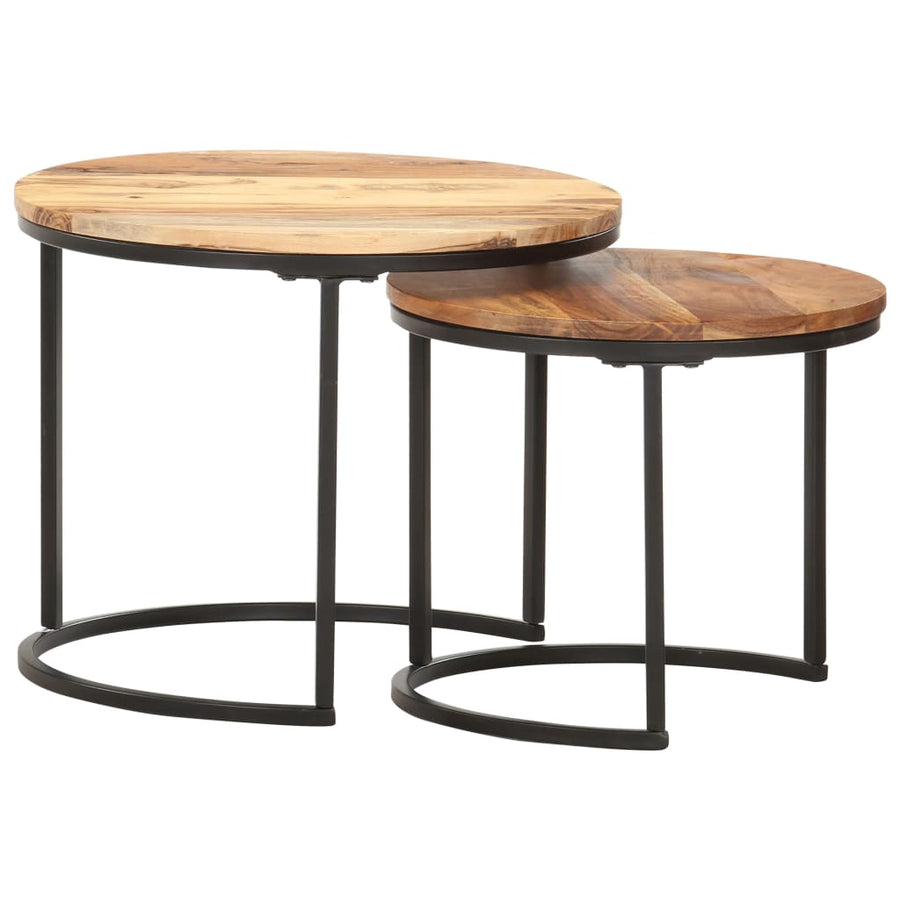 -Delige Tafeltjesset 2 Ø 40 x 34 cm Massief acaciahout