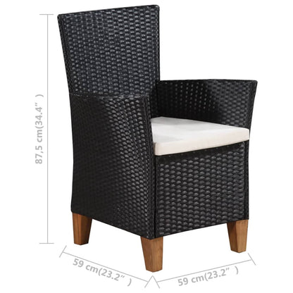 5-Delige Tuinset Poly Rattan Zwart En Bruin