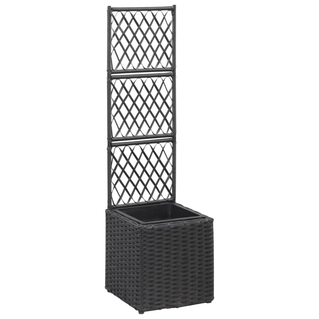 Latwerkplantenbak Verhoogd Met 1 Pot Rattan Zwart 30 x 30 x 107 cm
