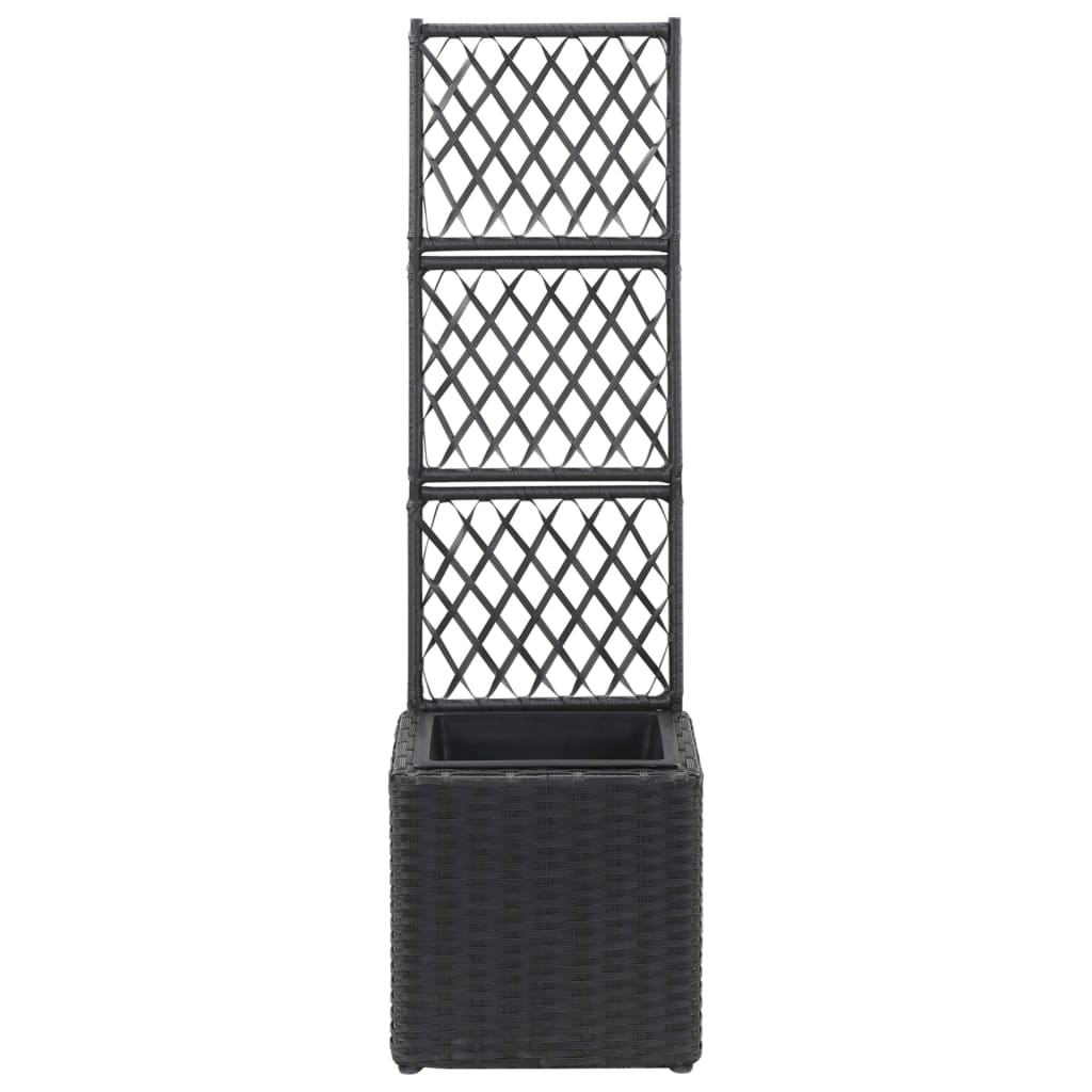 Latwerkplantenbak Verhoogd Met 1 Pot Rattan Zwart 30 x 30 x 107 cm