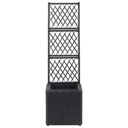 Latwerkplantenbak Verhoogd Met 1 Pot Rattan Zwart 30 x 30 x 107 cm