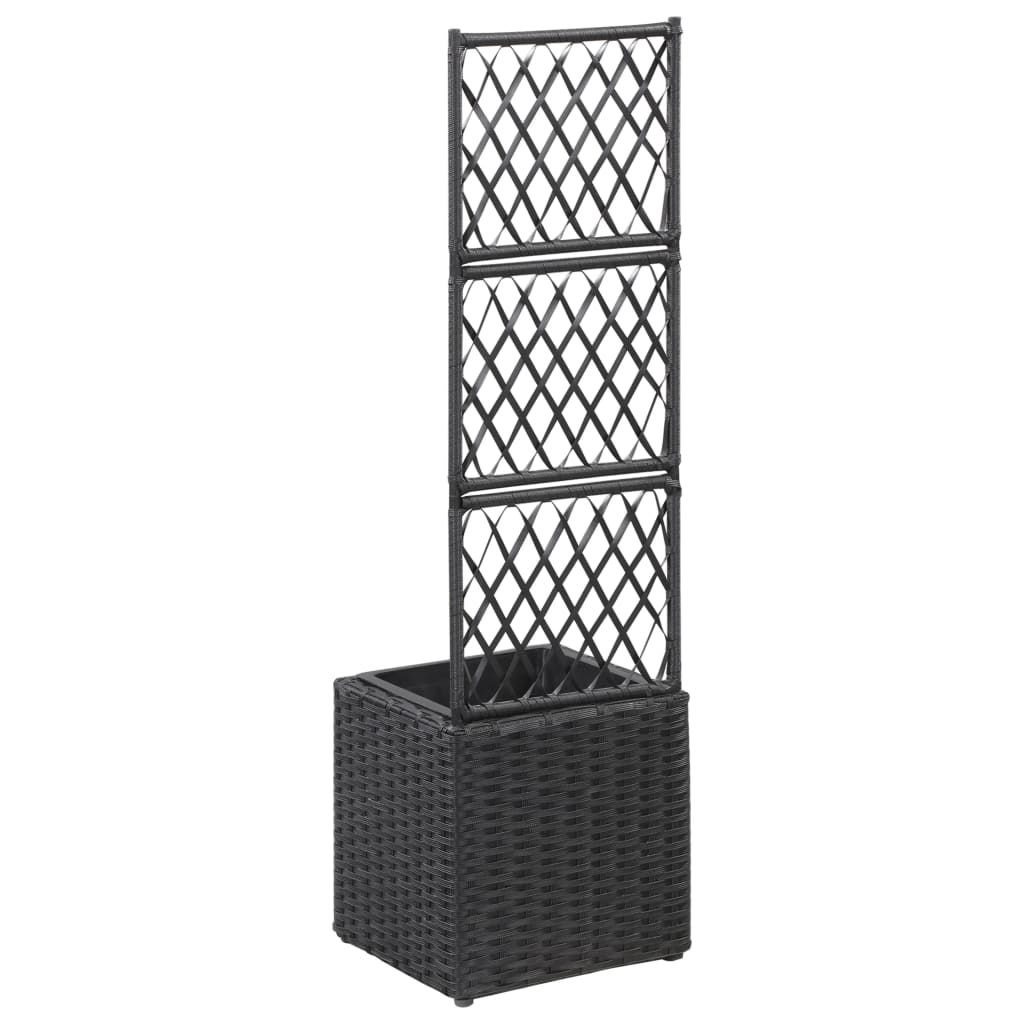 Latwerkplantenbak Verhoogd Met 1 Pot Rattan Zwart 30 x 30 x 107 cm