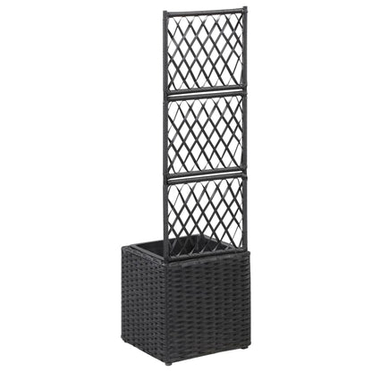 Latwerkplantenbak Verhoogd Met 1 Pot Rattan Zwart 30 x 30 x 107 cm