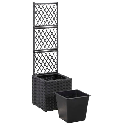 Latwerkplantenbak Verhoogd Met 1 Pot Rattan Zwart 30 x 30 x 107 cm