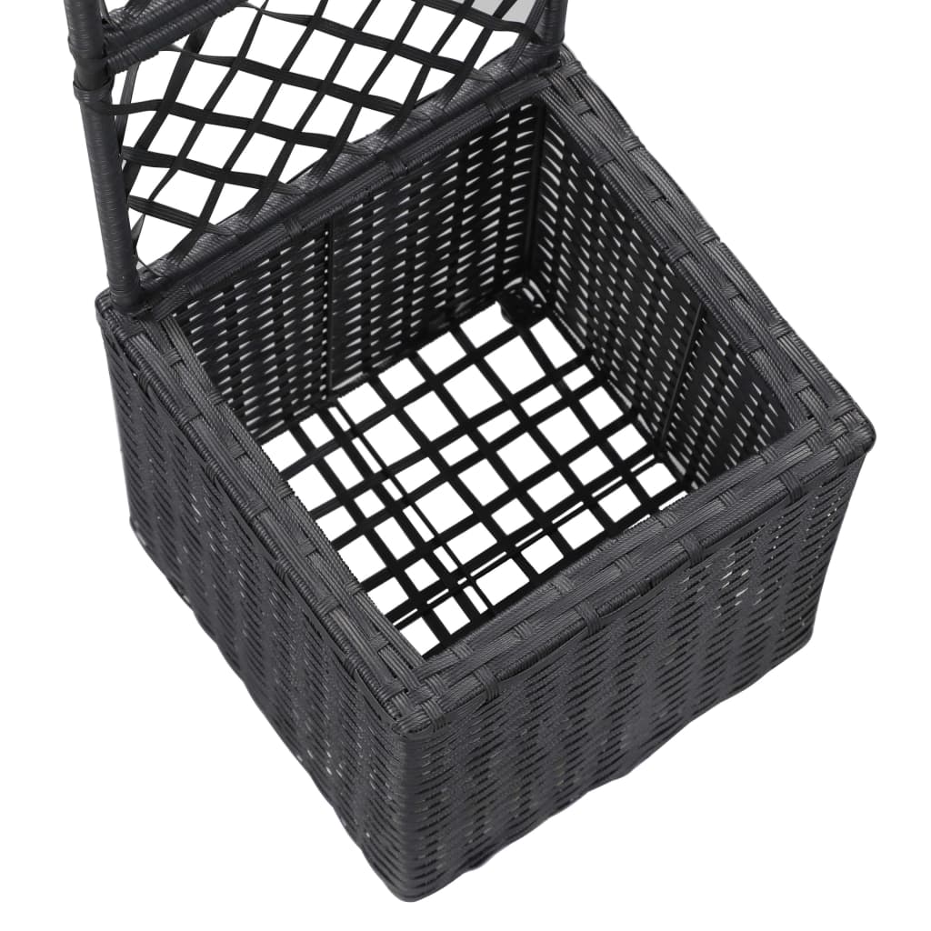 Latwerkplantenbak Verhoogd Met 1 Pot Rattan Zwart 30 x 30 x 107 cm
