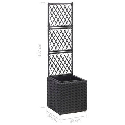 Latwerkplantenbak Verhoogd Met 1 Pot Rattan Zwart 30 x 30 x 107 cm