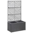 Plantenbak verhoogd met potten 58x30x107 cm poly rattan zwart