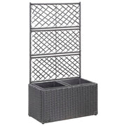 Plantenbak verhoogd met potten 58x30x107 cm poly rattan zwart