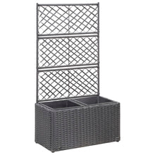 Latwerkplantenbak Verhoogd Met Potten Rattan 58 x 30 x 107 cm Zwart